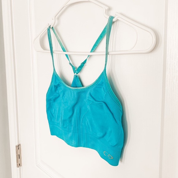 Champion C9 Sport Athletic Seamless Aqua Blue Racerback Sports Bra - Picture 2 of 6